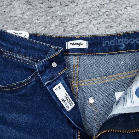 Wrangler Wild West 603 High Rise Straight Jeans Stretch Blue Size 26x28 Cropped - Picture 5 of 10